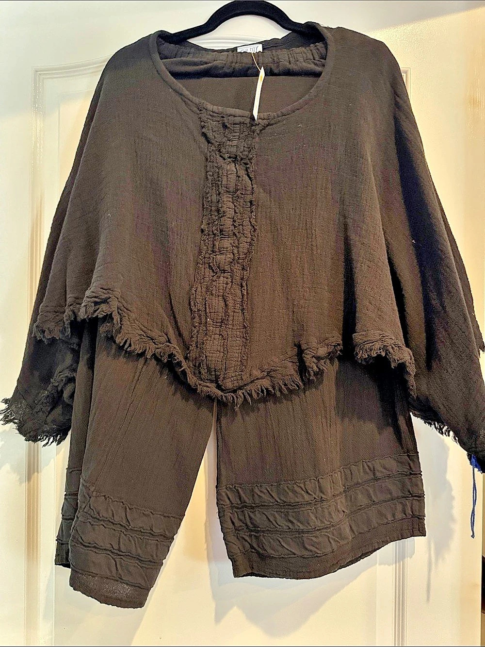 2pc Oh My Gauze Calypso Top and matching pants Black Gauze Fringe Tunic Size OS